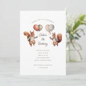 Birthday Eichhörnchen Einladungen für Mädchen (Stehend Vorderseite)