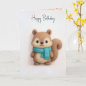 Birthday Eichhörnchen Fuzzle Felt mit Scarf Karte (Gelbe Blume)