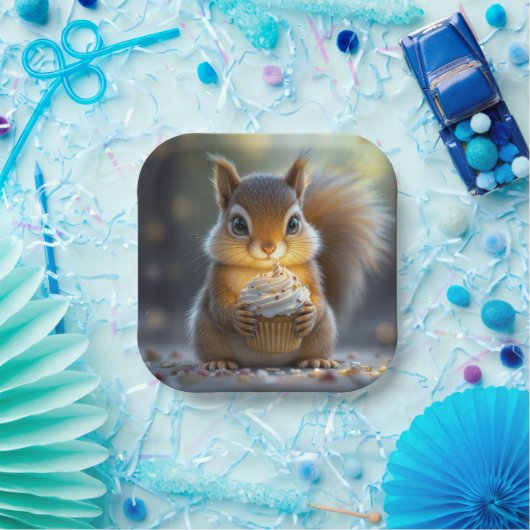 Birthday Eichhörnchen mit Cupcake Pappteller (Party)