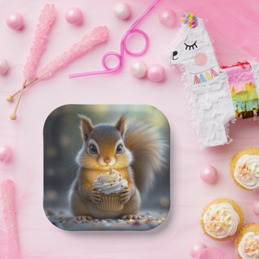 Birthday Eichhörnchen mit Cupcake Pappteller (Party)