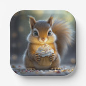 Birthday Eichhörnchen mit Cupcake Pappteller (Vorderseite)