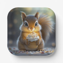 Birthday Eichhörnchen mit Cupcake Pappteller