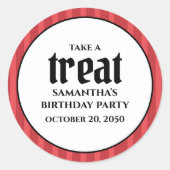 Birthday Einfache Minimalistische Moderne Rote Str Runder Aufkleber (Vorderseite)