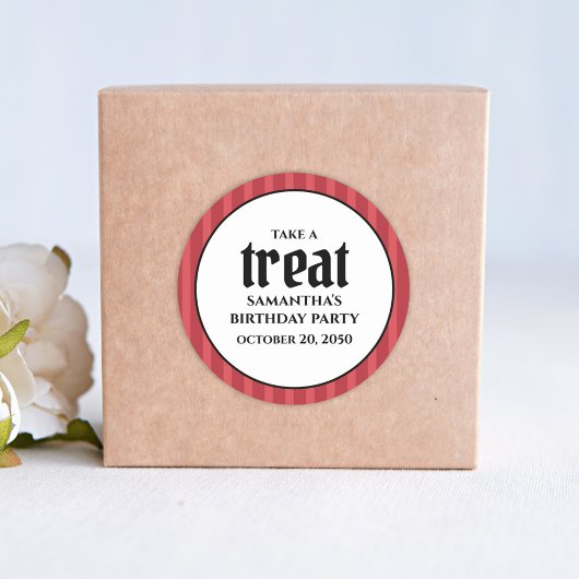 Birthday Einfache Minimalistische Moderne Rote Str Runder Aufkleber