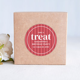 Birthday Einfache Minimalistische Moderne Rote Str Runder Aufkleber