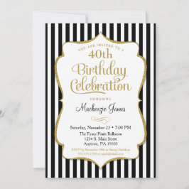 Birthday Einladung Black Gold Elegante Streifen