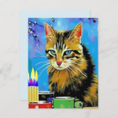 Birthday Einladung Katze Illustrationskarte (Vorne/Hinten)