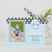 Birthday Einladung mit blauem Zug (Stehend Vorderseite)