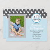 Birthday Einladung mit blauem Zug (Vorne/Hinten)