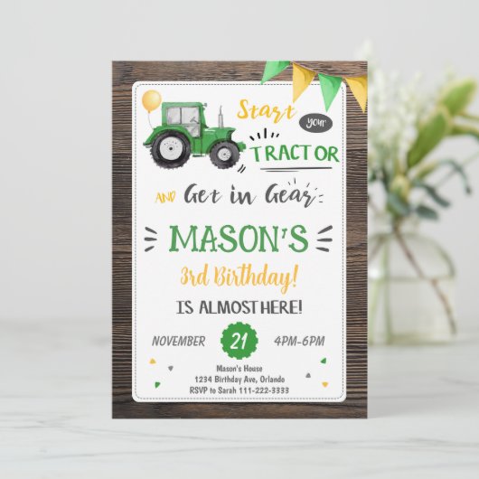 Birthday Einladung mit Holztracker (Stehend Vorderseite)