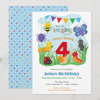 Birthday Einladung, Niedliches farbiges Bug-Party Einladung