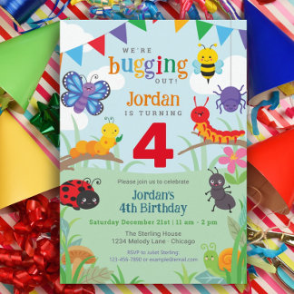 Birthday Einladung, Niedliches farbiges Bug-Party Einladung