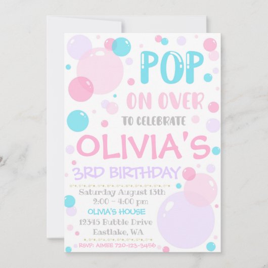 Birthday Einladung, Pop auf über Einladung (Vorderseite)