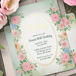 Birthday Einladung Rosa Frühling Aquarell Floral