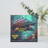 Birthday Einladung Sea Monster Fantasy (Stehend Vorderseite)