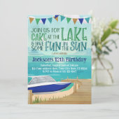 Birthday Einladung Speed Boat Lake Fishing (Stehend Vorderseite)