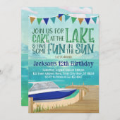 Birthday Einladung Speed Boat Lake Fishing (Vorne/Hinten)