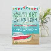 Birthday Einladung Speed Boat Lake Fishing (Stehend Vorderseite)