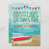 Birthday Einladung Speed Boat Lake Fishing (Vorne/Hinten)
