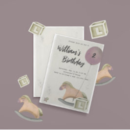 Birthday Einladung Toys Rocking Pferd Ballon