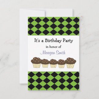 Birthday Einladung von Black and Green Diamond