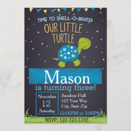 Birthday-Einladung von Schildkröte (blau) Einladung