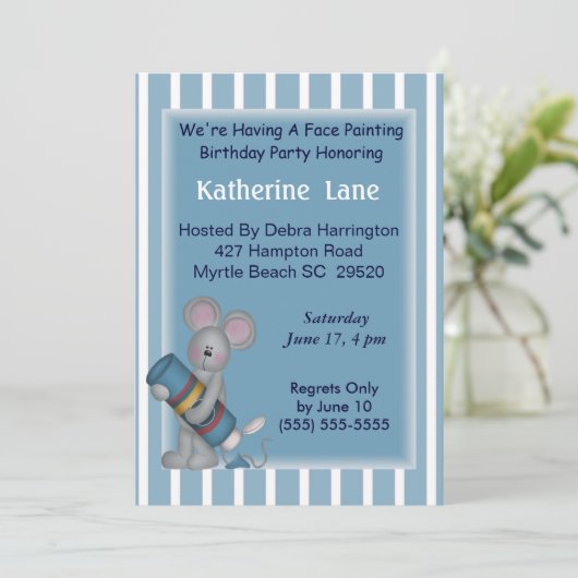 Birthday Einladung zur Gesichtspainierung (Stehend Vorderseite)