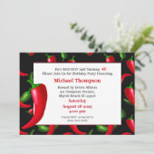 Birthday Einladungen für Männer 40. Red Hot Pepper (Stehend Vorderseite)