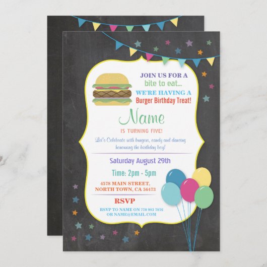 Birthday Einladungen Kid's Party Chalk Spaß (Vorne/Hinten)