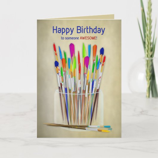 Birthday Einzigartige Künstlerbürsten für kreative Karte (Vorderseite)