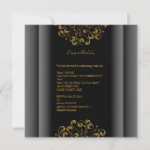 Birthday Elegant Black Silver Gold Party 50. Einladung (Rückseite)