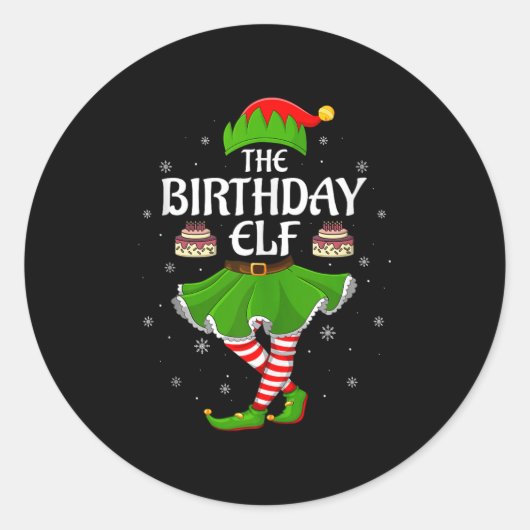 Birthday Elf Christmas Family Girls Women Elf Squa Runder Aufkleber (Vorderseite)