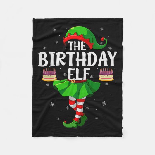 Birthday Elf Christmas Girls Women Elf Squad Xmas Fleecedecke (Vorderseite)