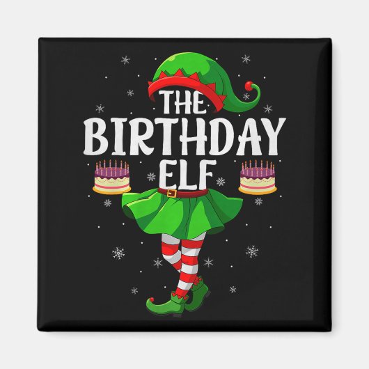 Birthday Elf Christmas Girls Women Elf Squad Xmas Magnet (Vorne)