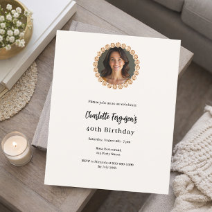 Birthday Elfenbein Rose Gold Diamant Foto Einladun