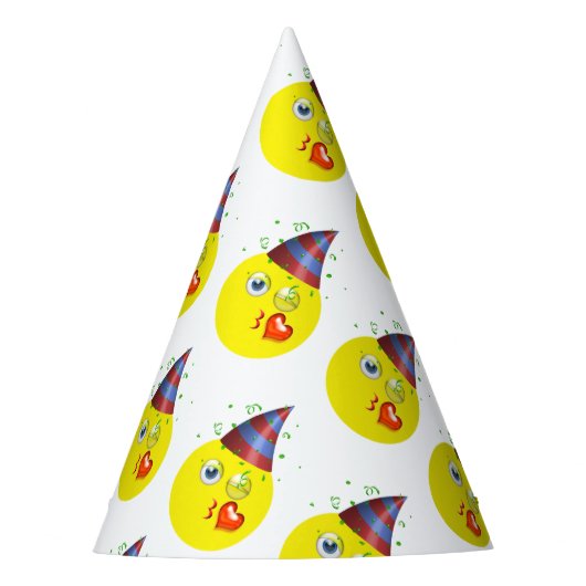 Birthday Emoji Pattern Partyhütchen (Vorderseite)