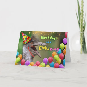 Birthday Emuzing Emu Party Balloons Karte