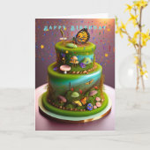 Birthday Enchanted Forest Butterfells Pilze Karte (Gelbe Blume)