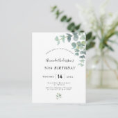 Birthday Eucaluptus-Generation weiße Einladung Postkarte (Stehend Vorderseite)