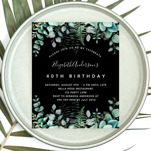 Birthday Eucalyptus black budget Flyer