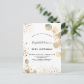 Birthday Eucalyptus foliing Glitzer Golden Einladungspostkarte (Stehend Vorderseite)