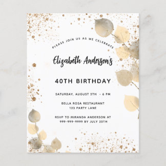 Birthday Eucalyptus foliogold Einladung Flyer