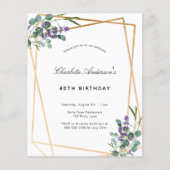 Birthday Eucalyptus lavender geo budget ausschreib Flyer (Vorne)