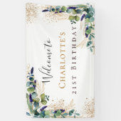 Birthday Eukalyptus grün Moderner Empfang Banner (Vertikal)