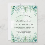 Birthday Eukalyptus grüne Waldfarne Einladung (Vorderseite)