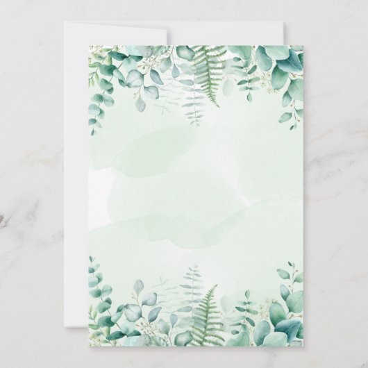 Birthday Eukalyptus grüne Waldfarne Einladung (Rückseite)