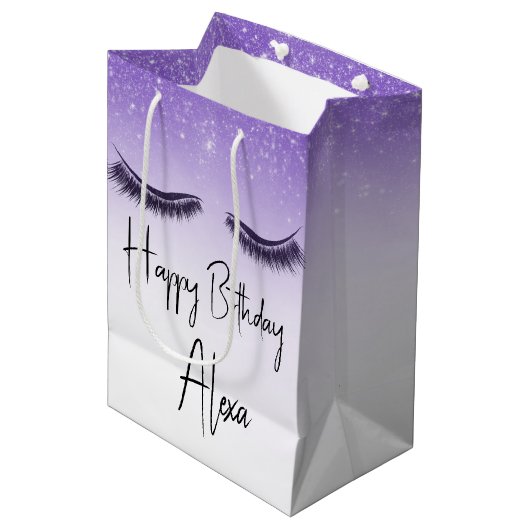 Birthday Eyelashes mit Glitzer Mittlere Geschenktüte (Vorderseite Schrägansicht)