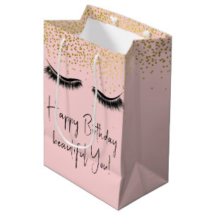 Birthday Eyelashes mit Gold Glitzer Mittlere Geschenktüte