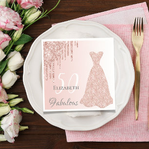Birthday fabelhafte Rose Rosa Gold Glitzer Tropfen Serviette