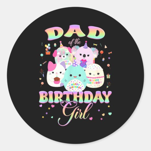 Birthday Family Squish Squad Dad Of The Birthday G Runder Aufkleber (Vorderseite)